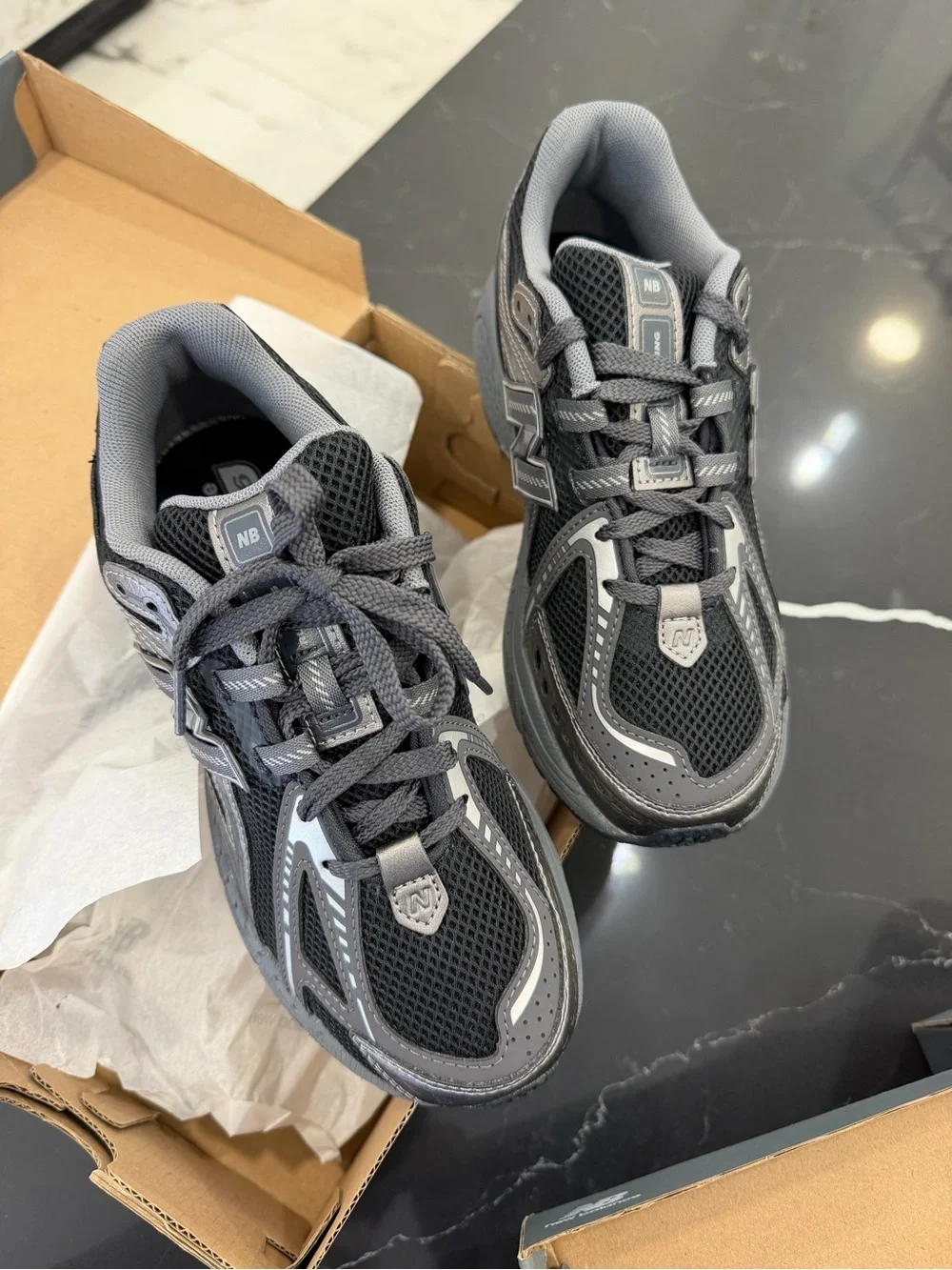 New Balance Grey and Black 1906 Lace Kids Sneaker